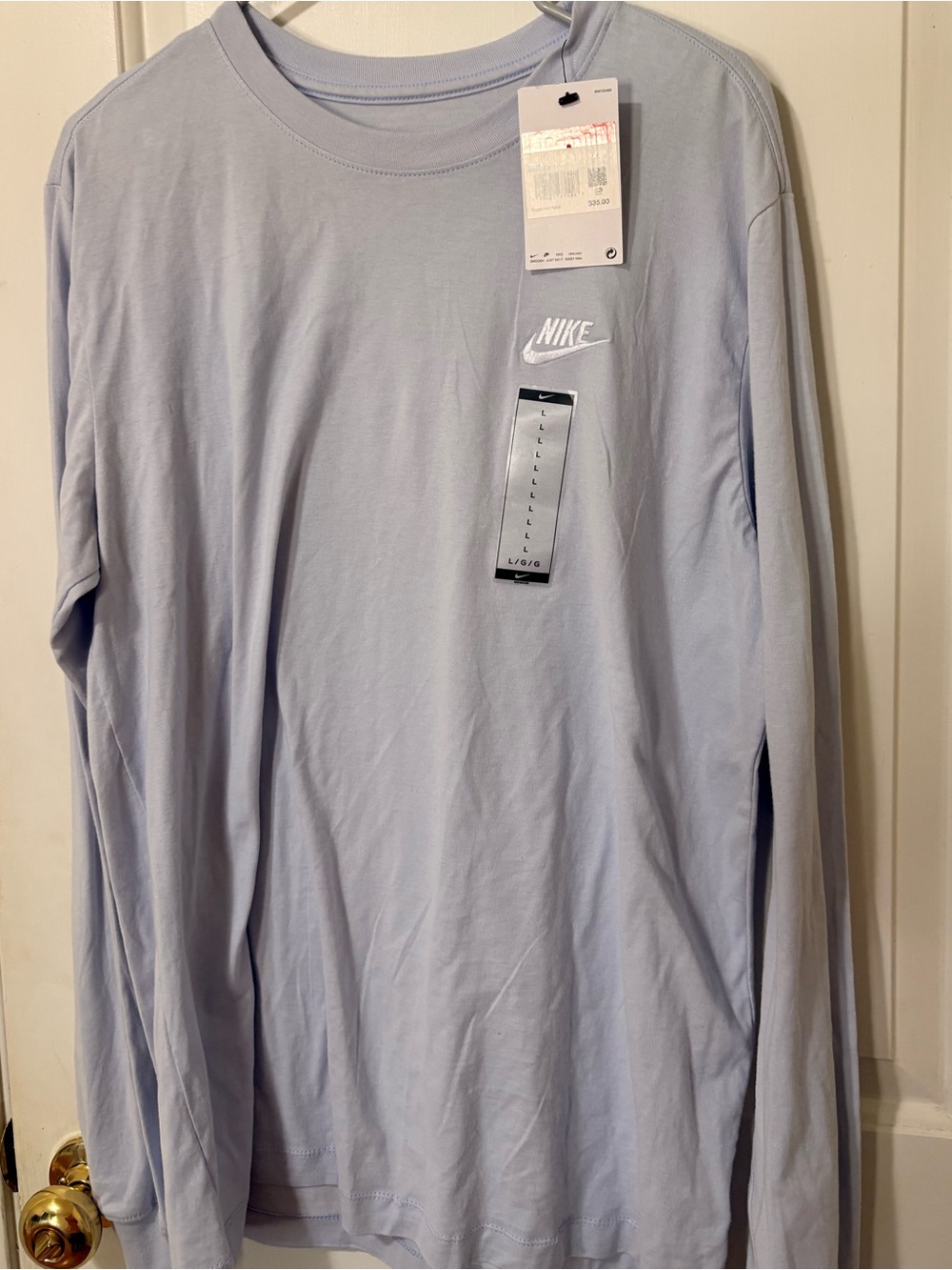 Nike Men’s Long-Sleeve Logo Tee — Pale Blue
